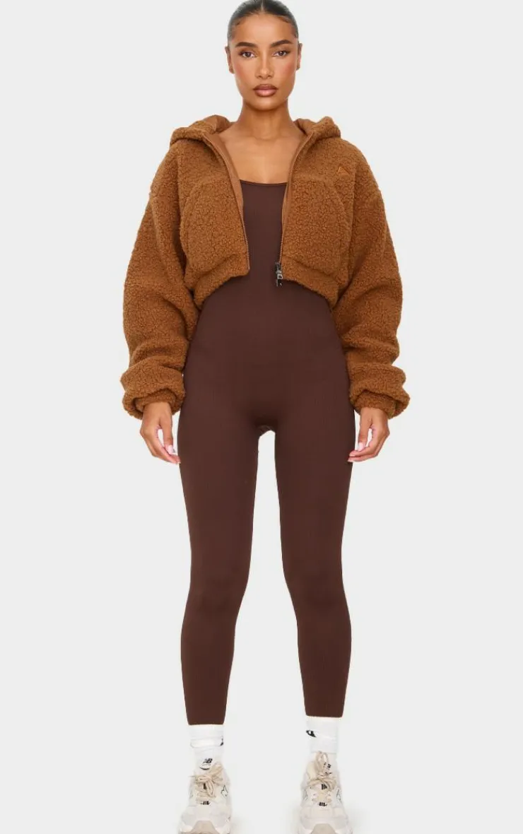 PrettyLittleThing Athletic Jackets*Borg Cropped Jacket