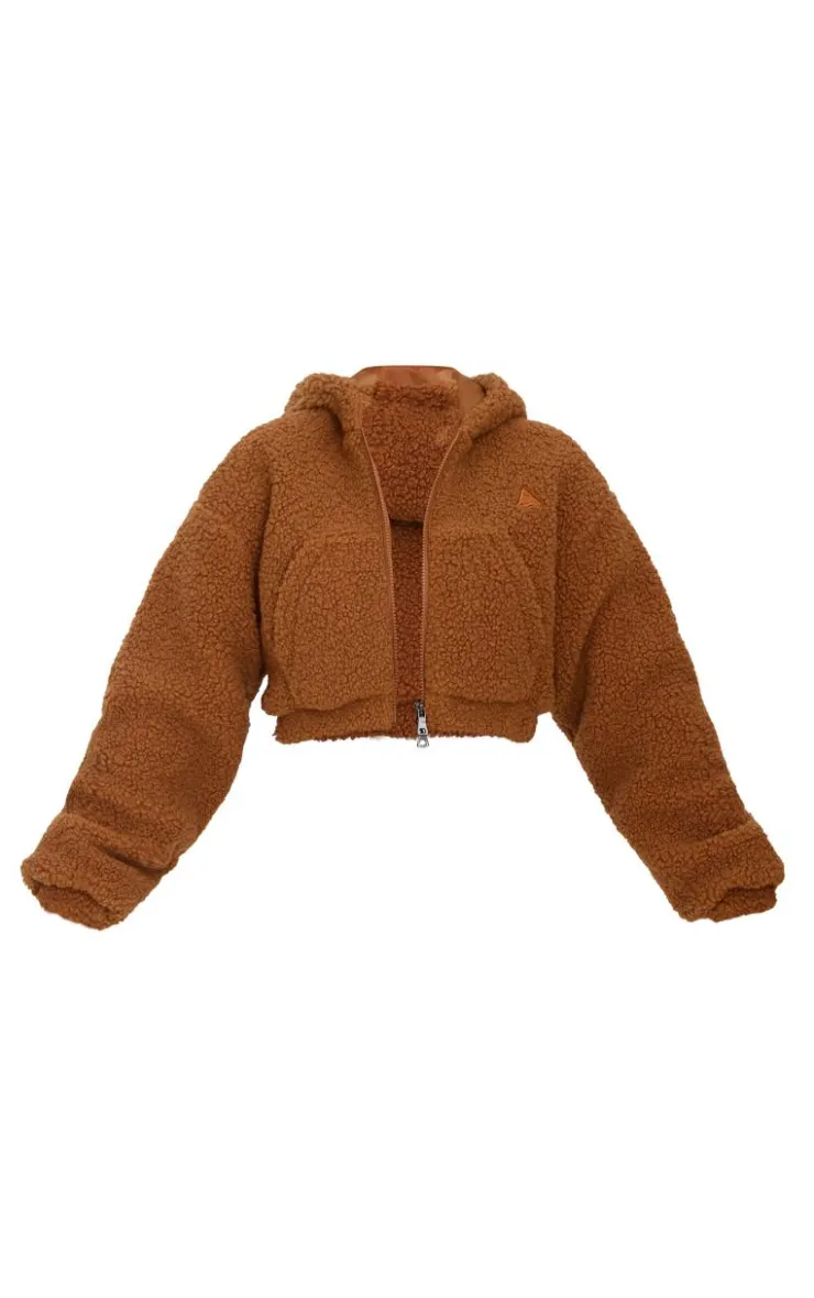 PrettyLittleThing Athletic Jackets*Borg Cropped Jacket