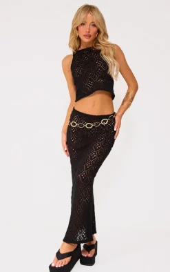 New PrettyLittleThing Textured Rib Racer Longline Vest Deep Black