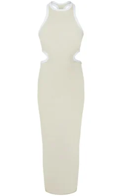 PrettyLittleThing Snatched*Desert Snatched Rib Contrast Binding Cut Out Midaxi Dress