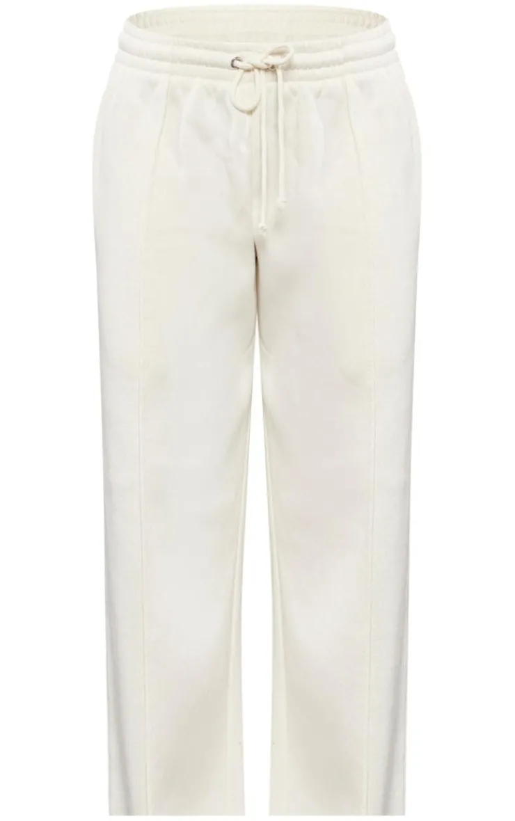 Online PrettyLittleThing Washed Seam Detail Straight Leg Sweatpants Ecru