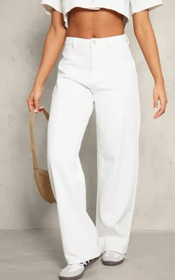 Ecru Wide Leg Jeans