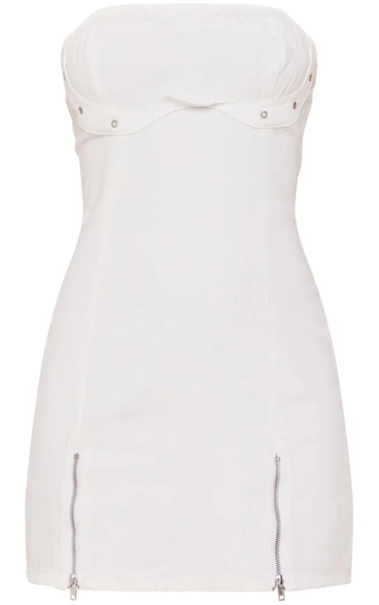 Zip Detail Denim Mini Dress-PrettyLittleThing Best