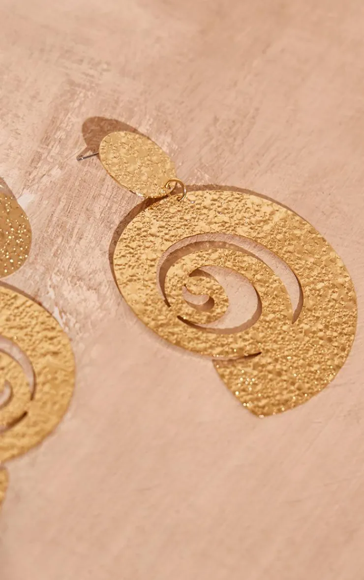 PrettyLittleThing Statement Earrings*Textured Swirl Disk Statement Earrings