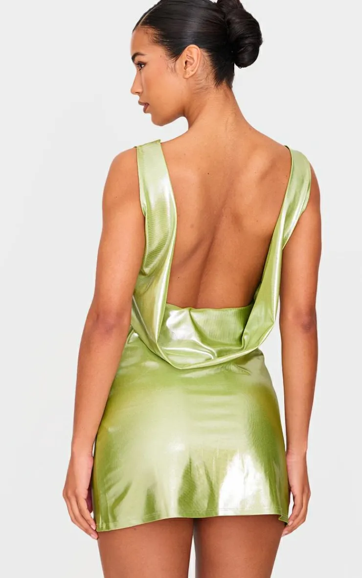 Metallic Cowl Back Shift Dress-PrettyLittleThing Clearance
