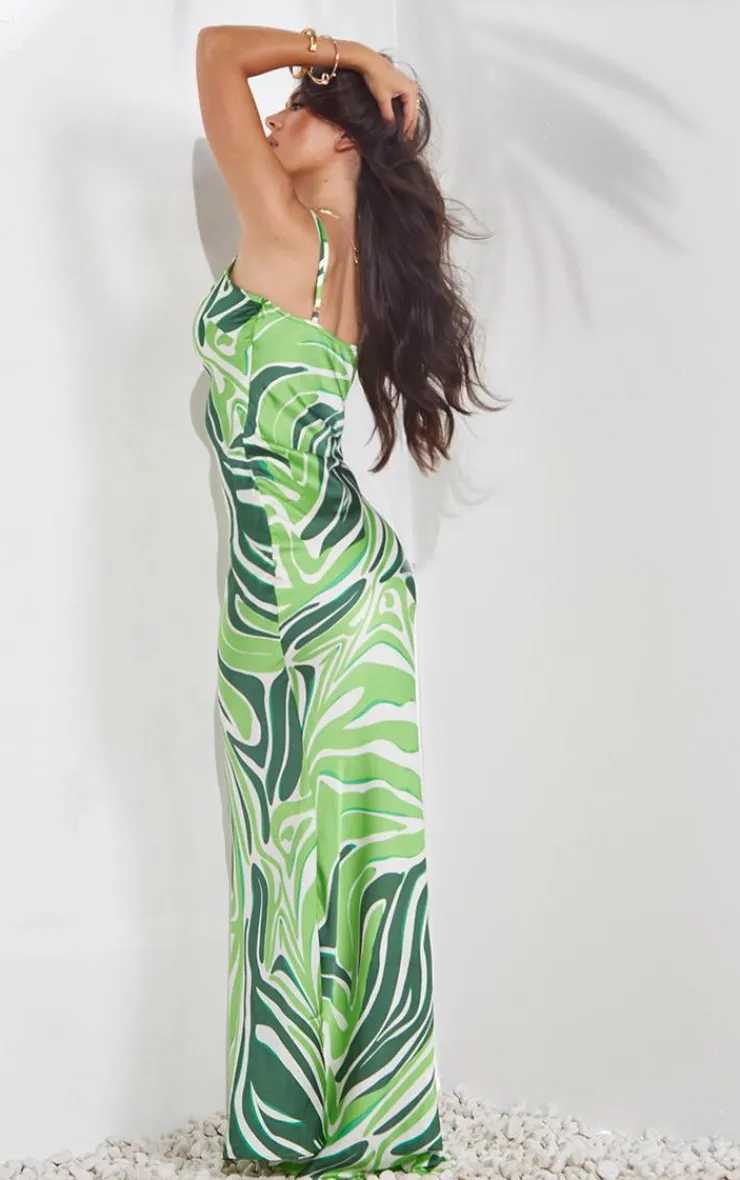 Satin Zebra Print Maxi Dress-PrettyLittleThing Hot