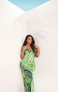 Satin Zebra Print Maxi Dress-PrettyLittleThing Hot