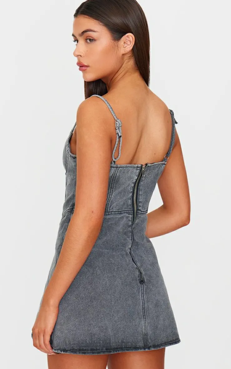 Cami Strap Bustier Denim Mini Dress-PrettyLittleThing Outlet