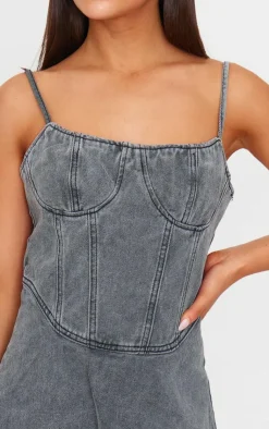 Cami Strap Bustier Denim Mini Dress-PrettyLittleThing Outlet
