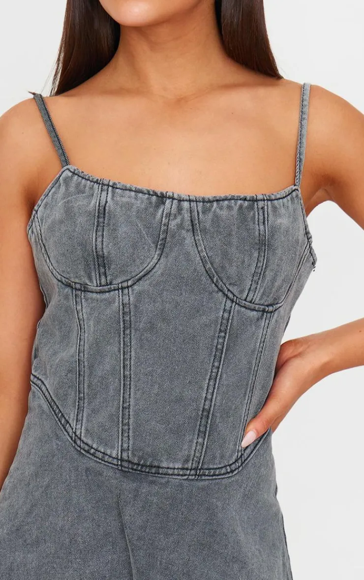 Cami Strap Bustier Denim Mini Dress-PrettyLittleThing Outlet
