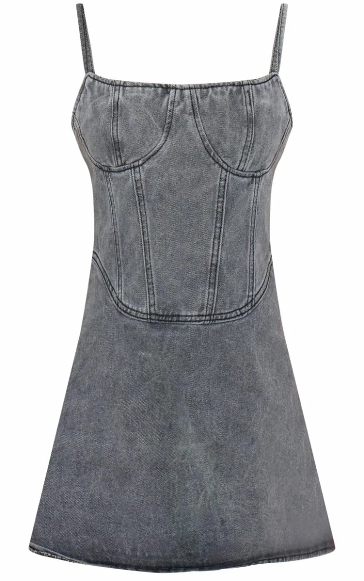 Cami Strap Bustier Denim Mini Dress-PrettyLittleThing Outlet