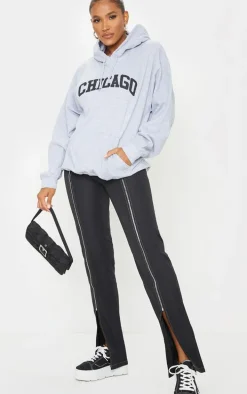 Grey Chicago Print Hoodie
