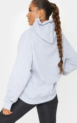 Grey Chicago Print Oversized Hoodie
