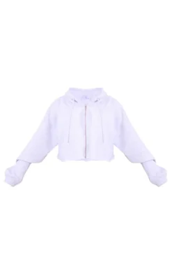 Grey Cropped Oversized Zip Up Hoodie