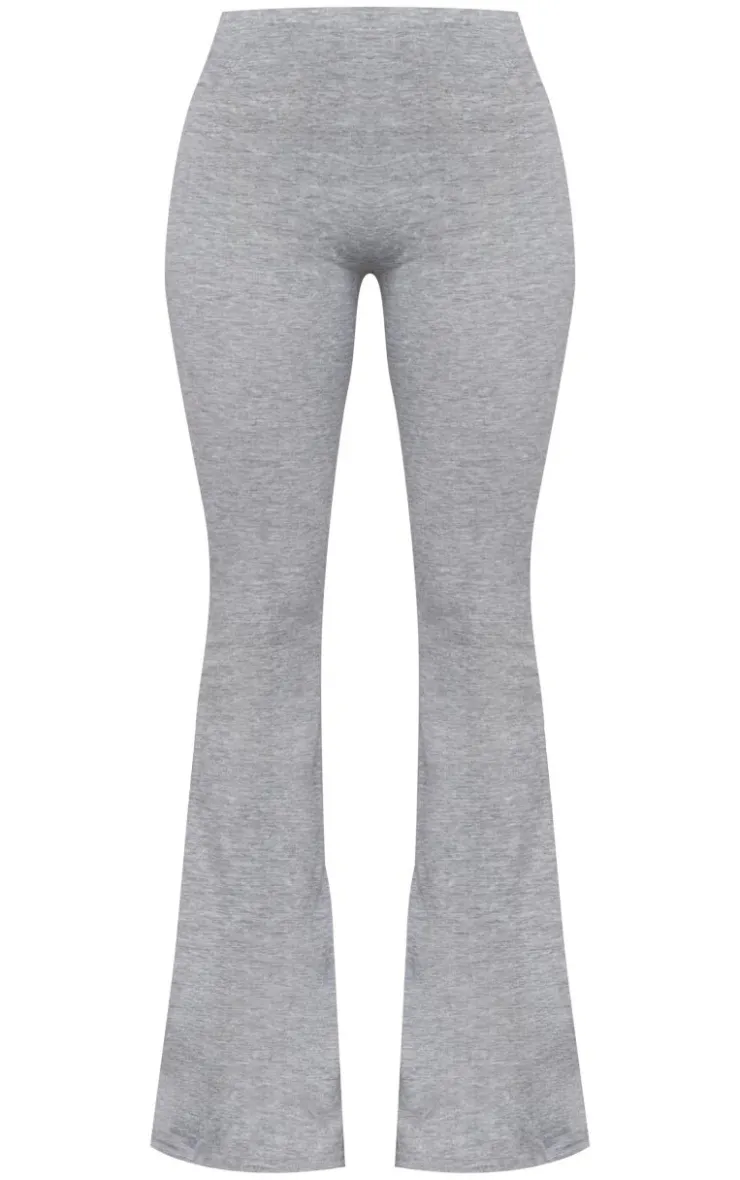 Outlet PrettyLittleThing Cotton High Waist Flared Pants Grey Marl