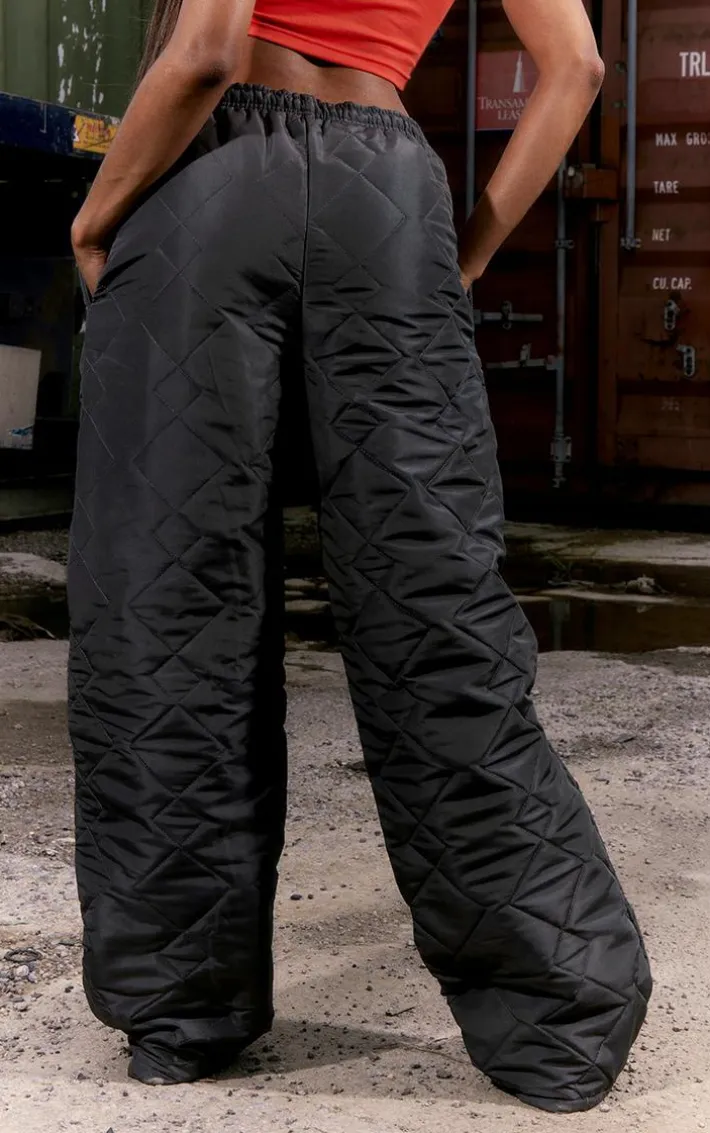Grey Padded Nylon Sweatpants