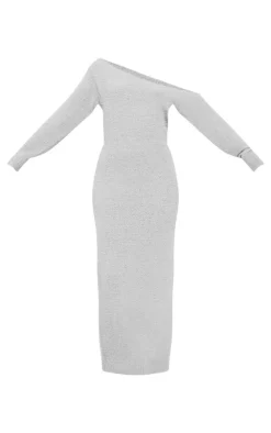 Teddy Knit Off Shoulder Maxi Dress-PrettyLittleThing Hot