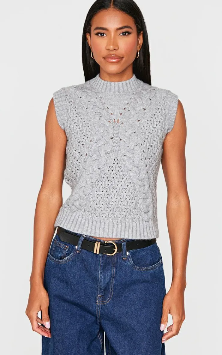 PrettyLittleThing Sweaters*Textured Cable Knit Sweater Vest