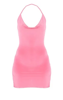 Slinky Halterneck Cowl Bodycon Dress-PrettyLittleThing Outlet