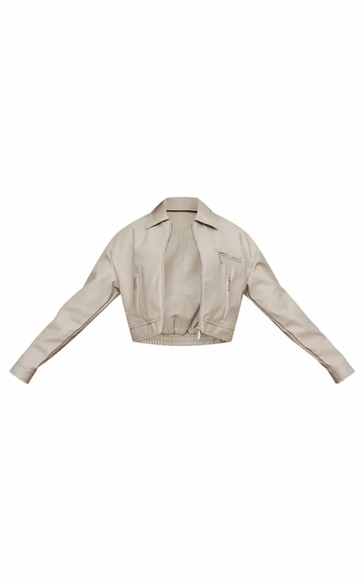 PrettyLittleThing Faux Leather Jackets*Textured Faux Leather Minimal Biker Jacket
