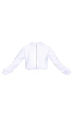 Ice Grey Toggle Waist Zip Up Cropped Hoodie