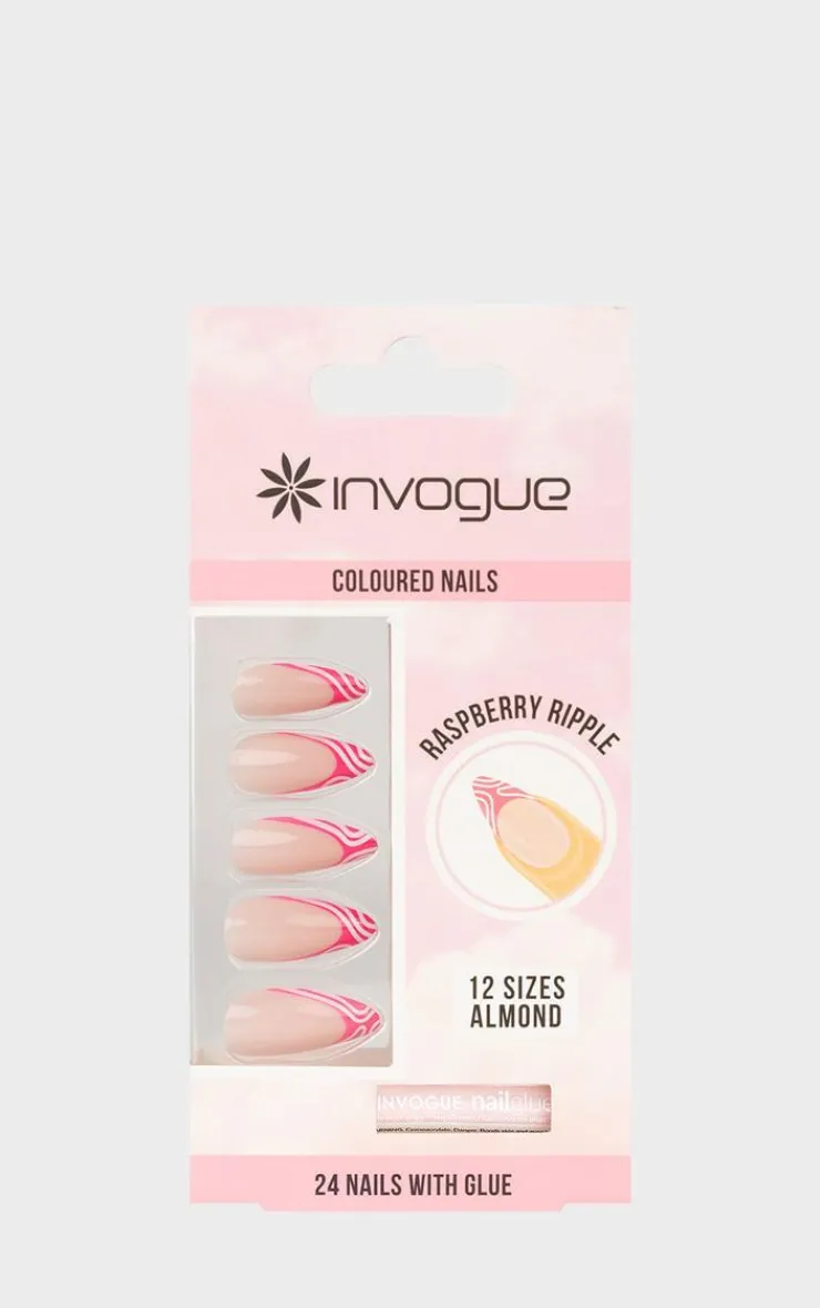 PrettyLittleThing Nails*Invogue Raspberry Ripple Almond Nails (24 Pieces)