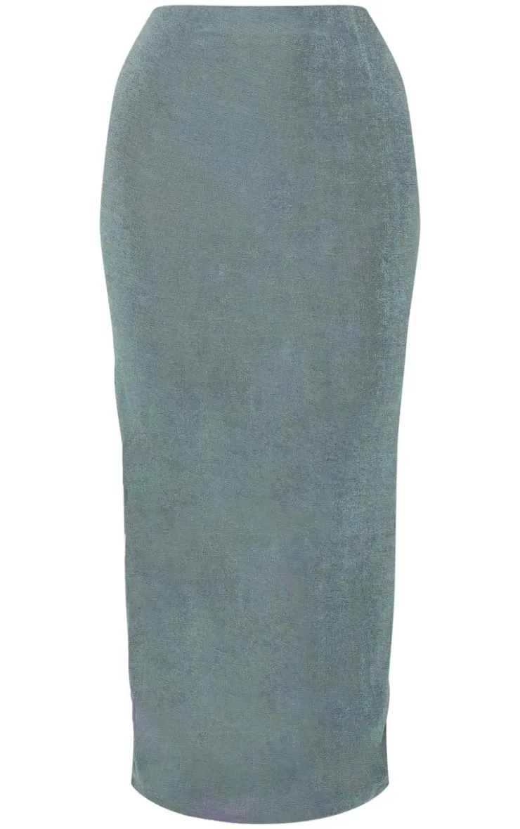Outlet PrettyLittleThing Acetate Slinky Maxi Low Rise Skirt Khaki