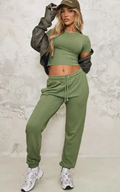 Clearance PrettyLittleThing High Waisted Cuffed Sweatpants Khaki
