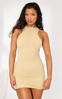 PrettyLittleThing Snatched*Khaki Snatched Sculpt Racer Dress