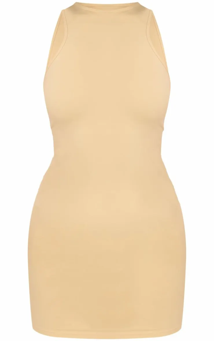 PrettyLittleThing Snatched*Khaki Snatched Sculpt Racer Dress