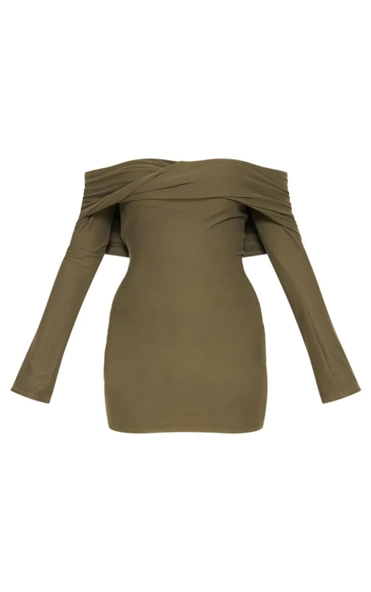 Soft Touch Twist Bardot Bodycon Dress-PrettyLittleThing New