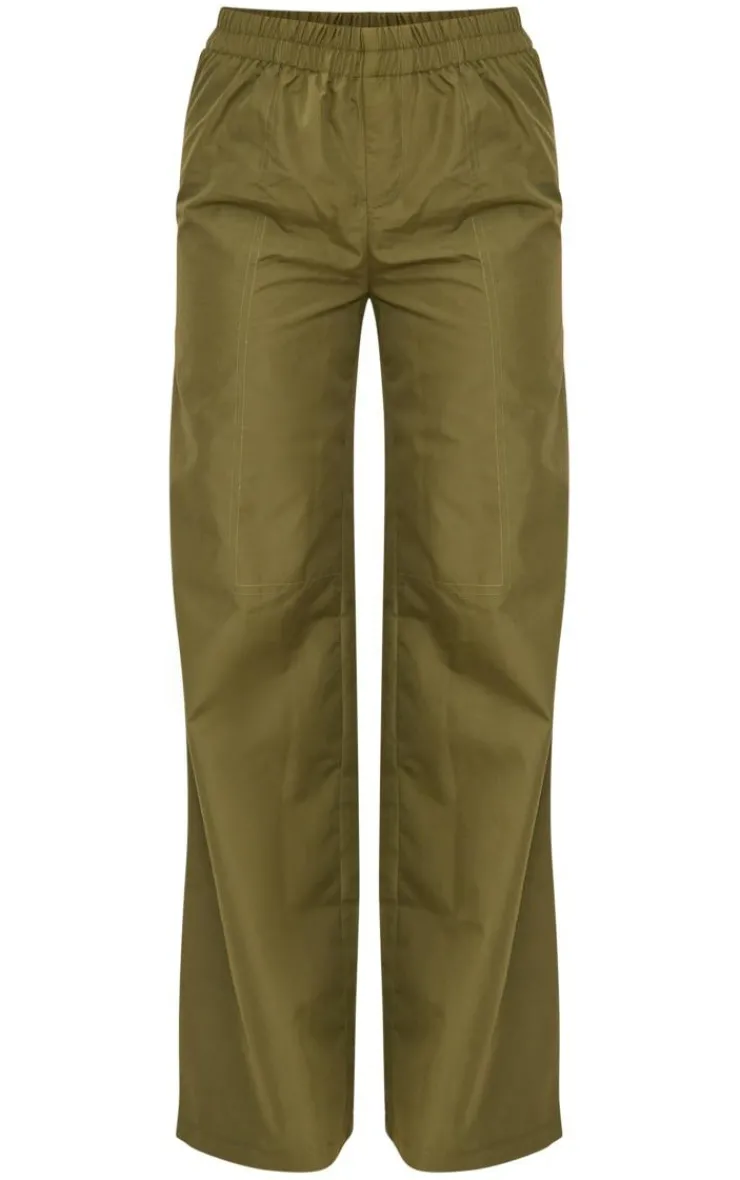 Online PrettyLittleThing Woven Wide Leg Cargo Pants Khaki