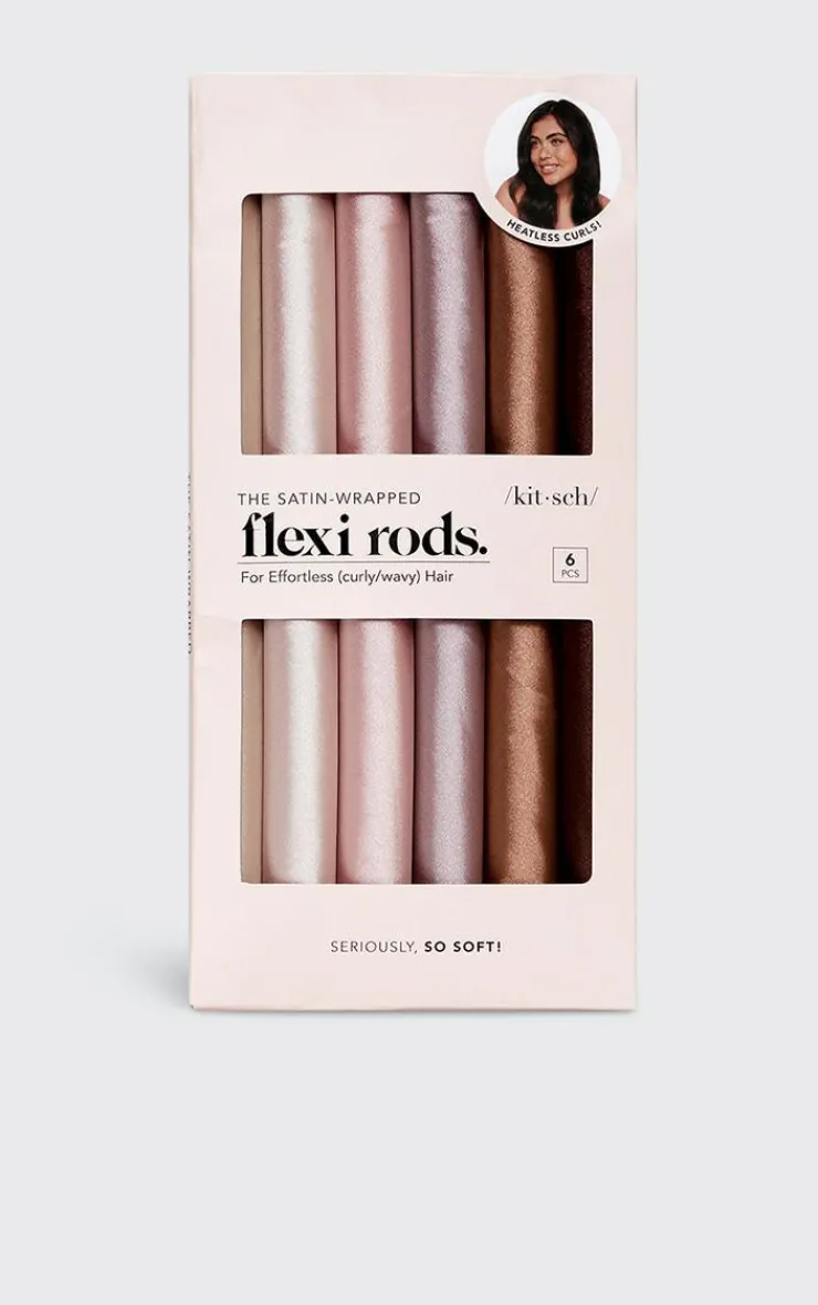 PrettyLittleThing Hair Care*Kitsch Satin Wrapped Flexi Heatles Curler 6 Piece Set Rosewood