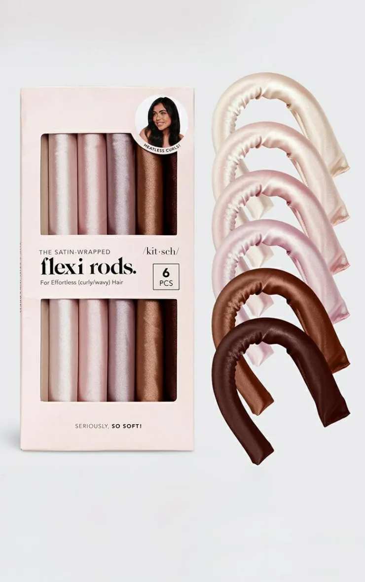 PrettyLittleThing Hair Care*Kitsch Satin Wrapped Flexi Heatles Curler 6 Piece Set Rosewood