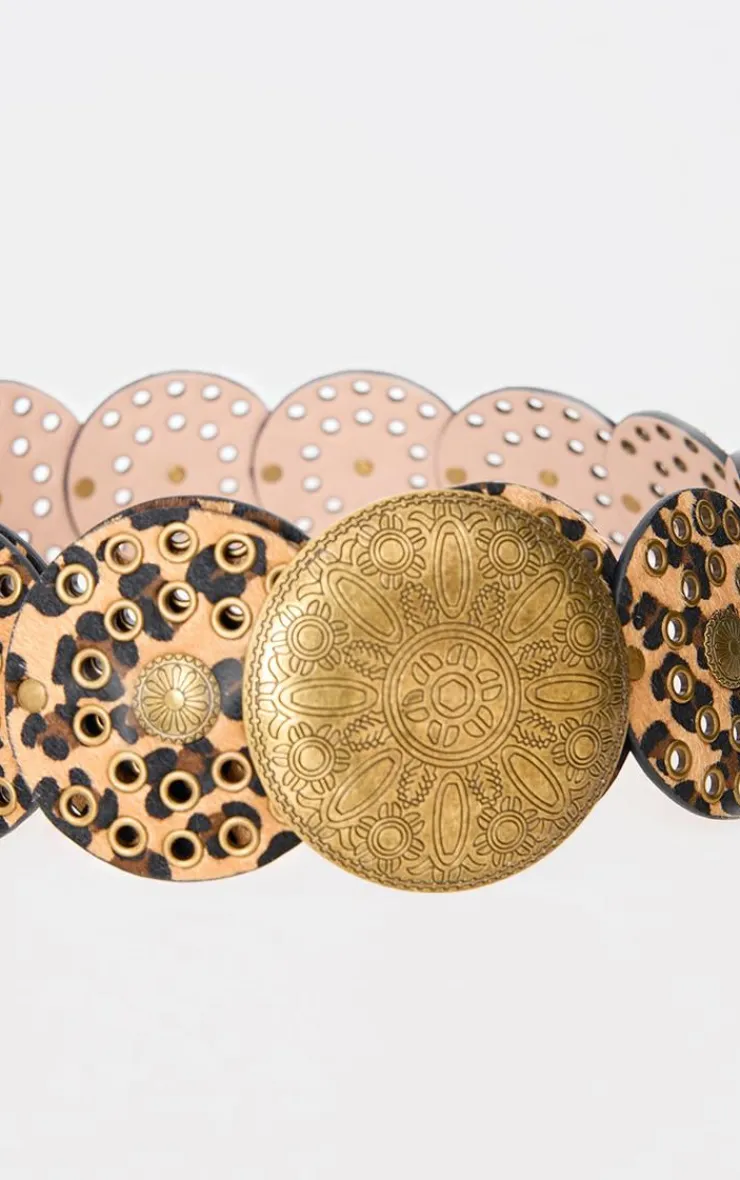 PrettyLittleThing Waist Belts*Faux Suede Studded Buckle Shield Belt