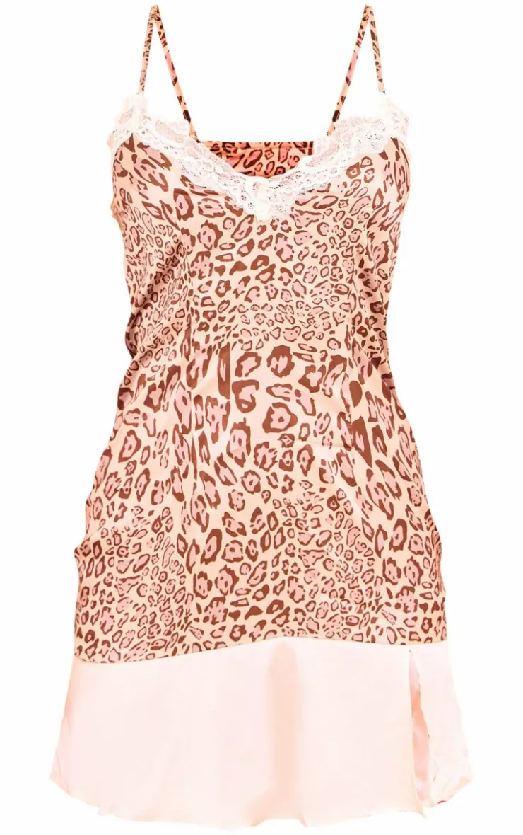 Print Satin Lace Detail Shift Dress-PrettyLittleThing Best