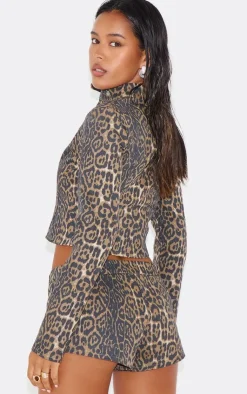 PrettyLittleThing Printed Twill Micro Hotpants Leopard