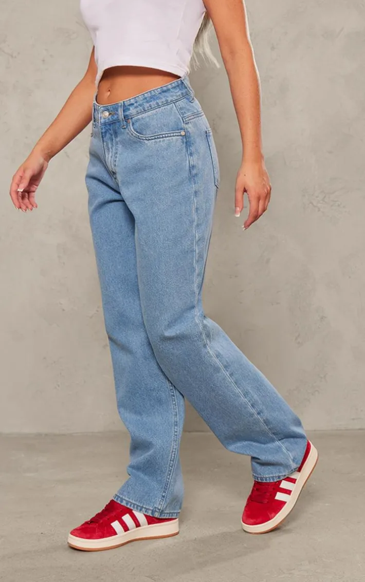 Light Blue Basic Straight Leg Jeans