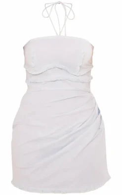 Raw Edge Ruched Bodycon Dress-PrettyLittleThing Discount