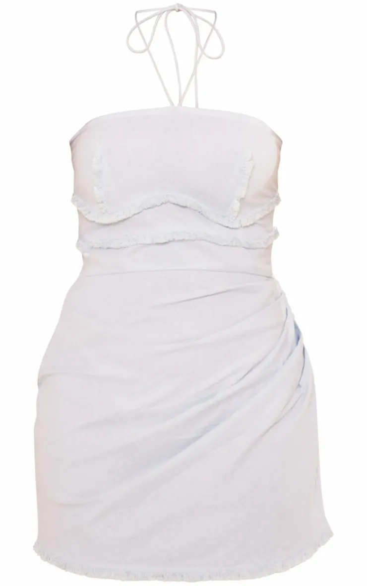 Raw Edge Ruched Bodycon Dress-PrettyLittleThing Discount