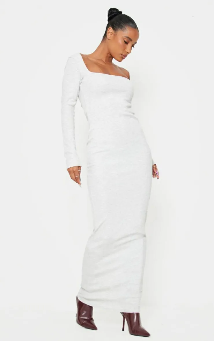 Heavy Rib Square Neck Maxi Dress-PrettyLittleThing Online