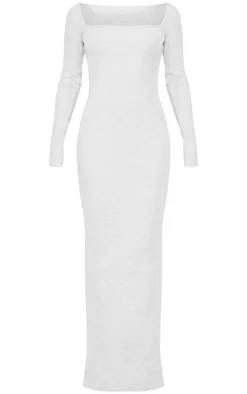 Heavy Rib Square Neck Maxi Dress-PrettyLittleThing Online