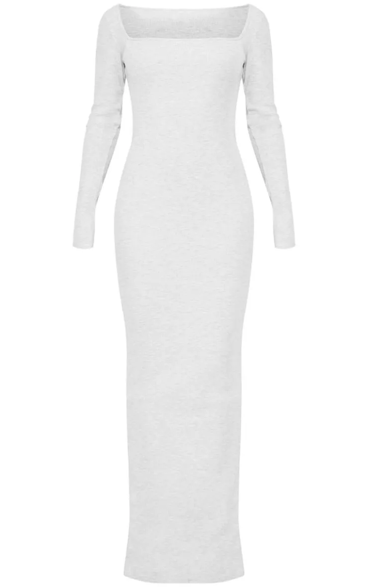 Heavy Rib Square Neck Maxi Dress-PrettyLittleThing Online