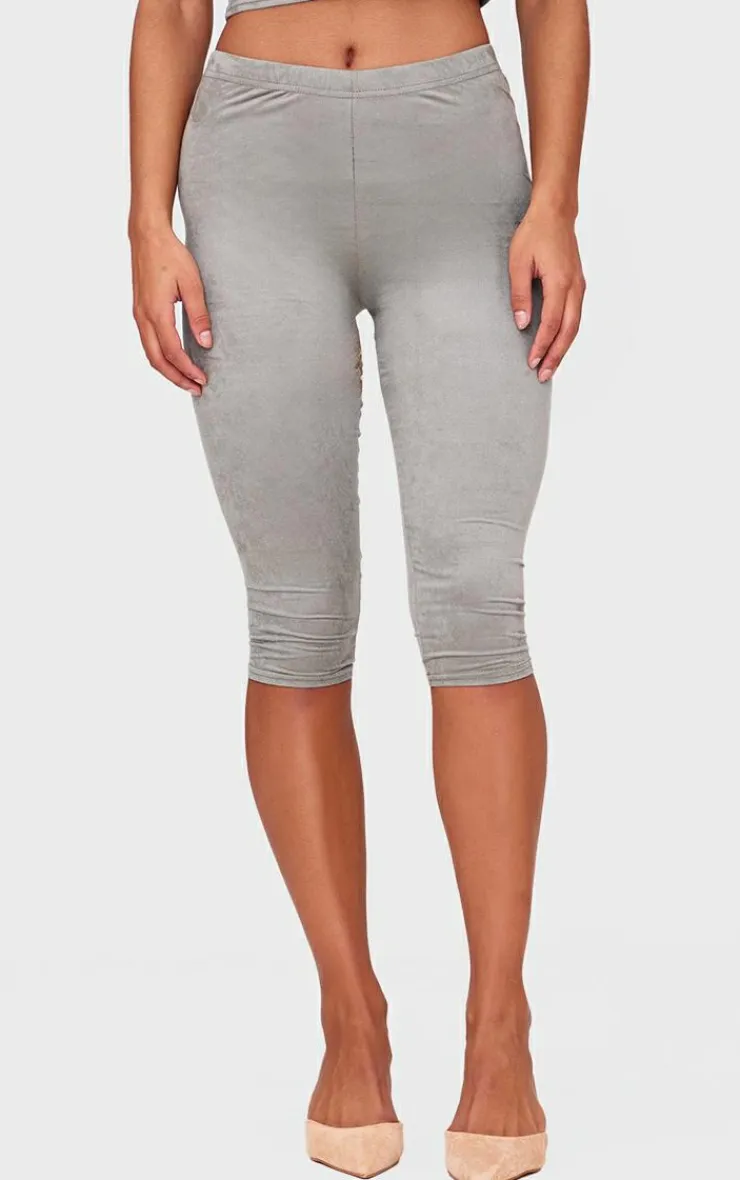 New PrettyLittleThing Faux Suede Capri Pants Light Khaki