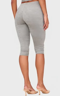 New PrettyLittleThing Faux Suede Capri Pants Light Khaki