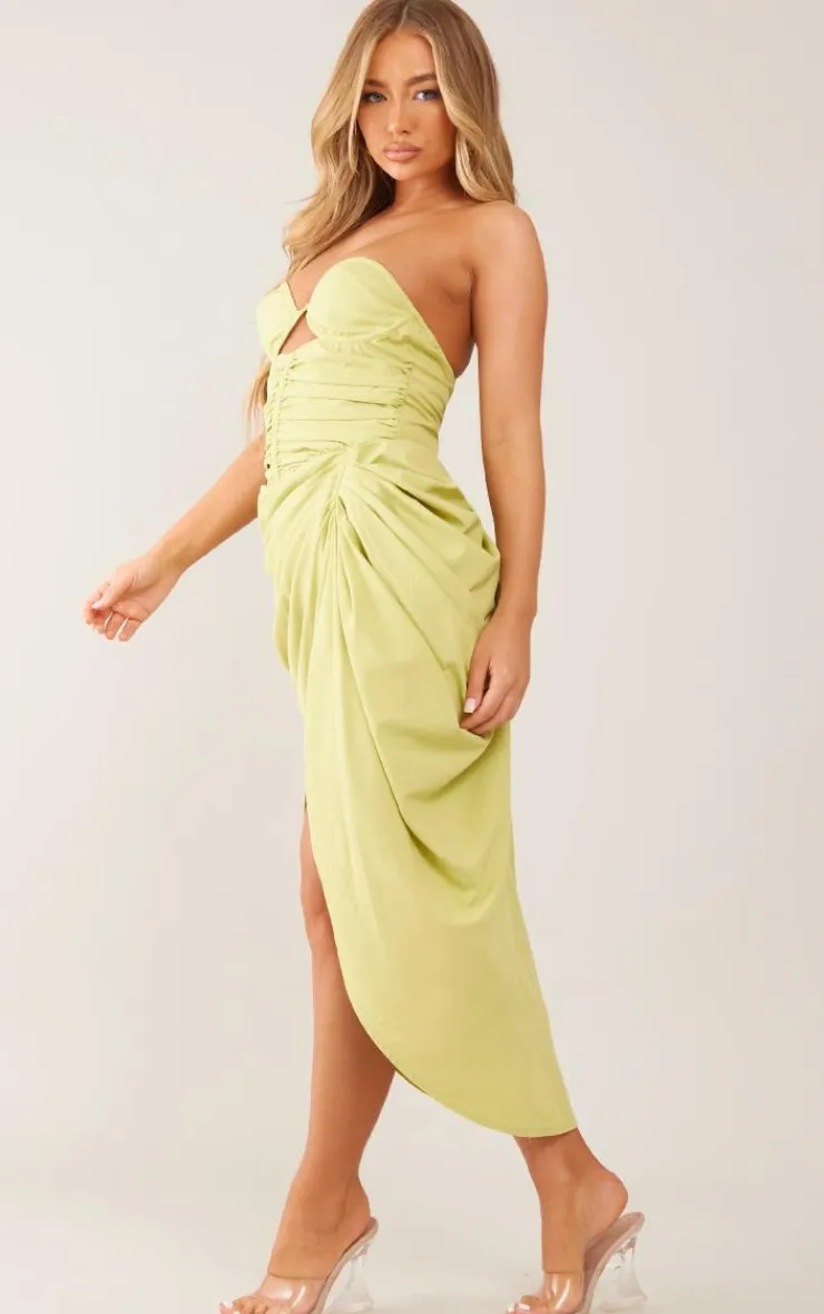 Underwired Ruched Drape Midi Dress-PrettyLittleThing Discount