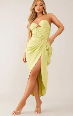 Underwired Ruched Drape Midi Dress-PrettyLittleThing Discount