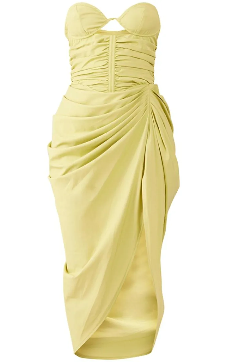Underwired Ruched Drape Midi Dress-PrettyLittleThing Discount