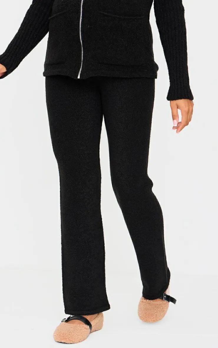 Best PrettyLittleThing Maternity Boucle Knit Straight Leg Pants Black