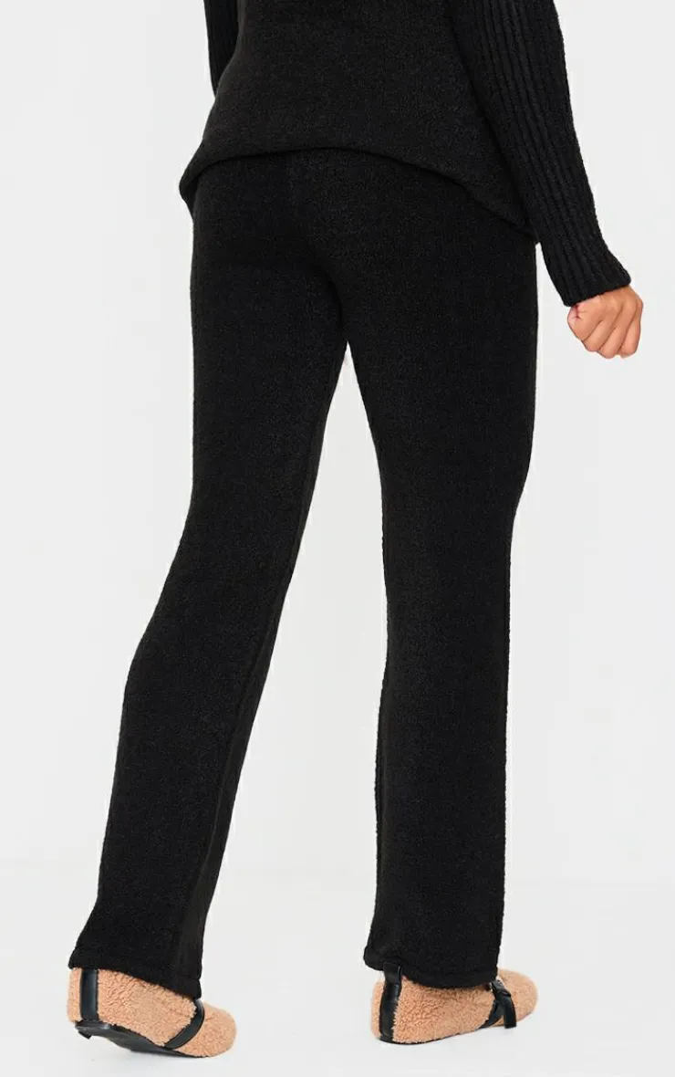 Best PrettyLittleThing Maternity Boucle Knit Straight Leg Pants Black